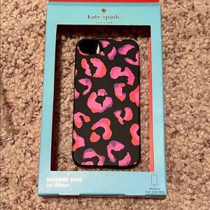 Kate Spade Leopard Print iPhone Case - Black and Pink